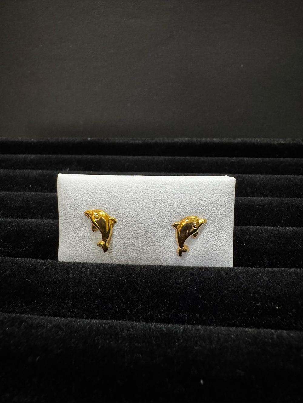 Gold Dolphin Stud Earrings